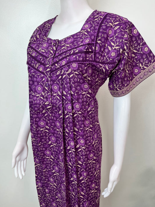 Purple 100% Cotton Nighty for Women