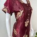 Maroon Glossy Satin Fabric Nighty