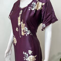 Purple Satin Fabric Elegant Nighty