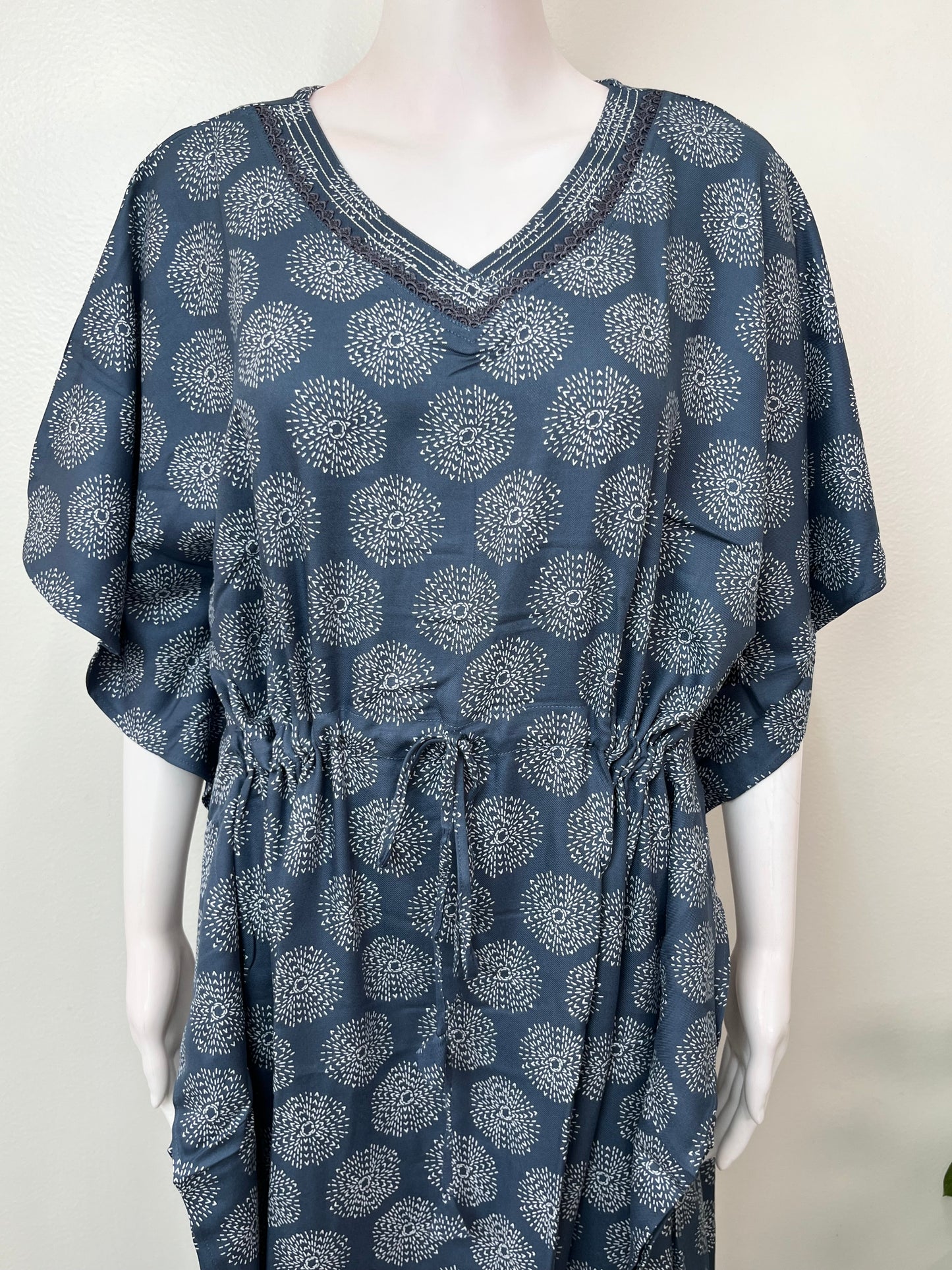 Blue Rayon Fabric Elegant Kaftan