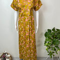 Mustard Floral Printed Pure Cotton Nightgown