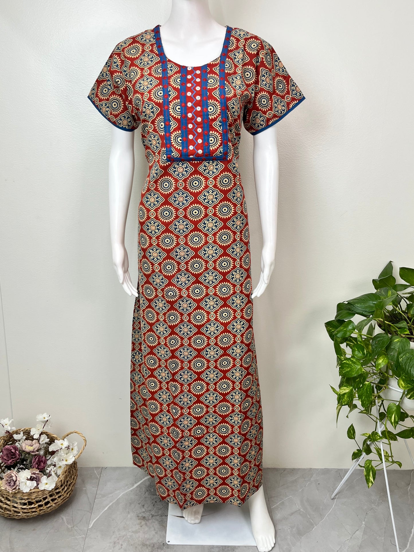 Maroon Pure Cotton Nighty Soft & Comfortable