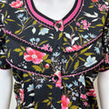 Black Pure Cotton Nighty with Contrast Print