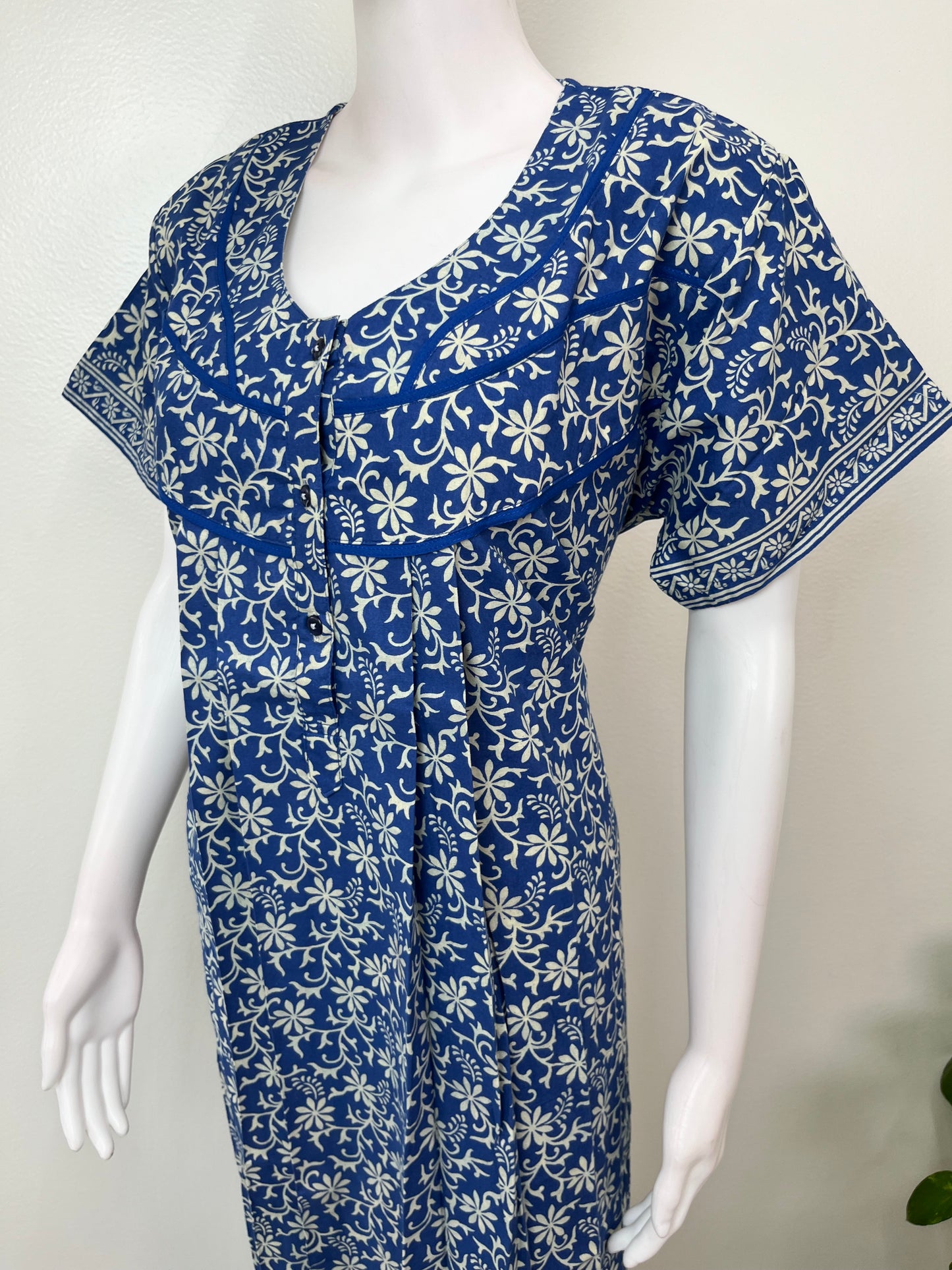 Royal Blue Pure Cotton Women's Nighty
