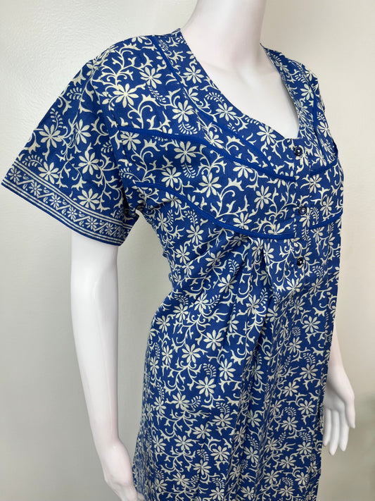 Royal Blue Pure Cotton Women's Nighty