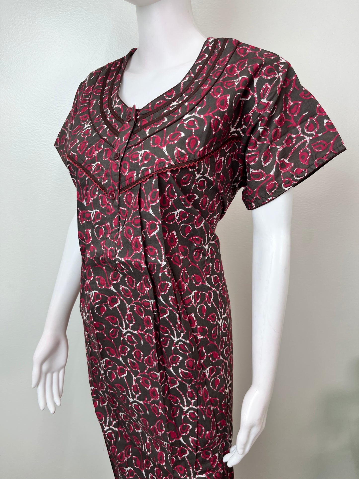 Gray Pure Cotton Nightgown Soft & Comfortable