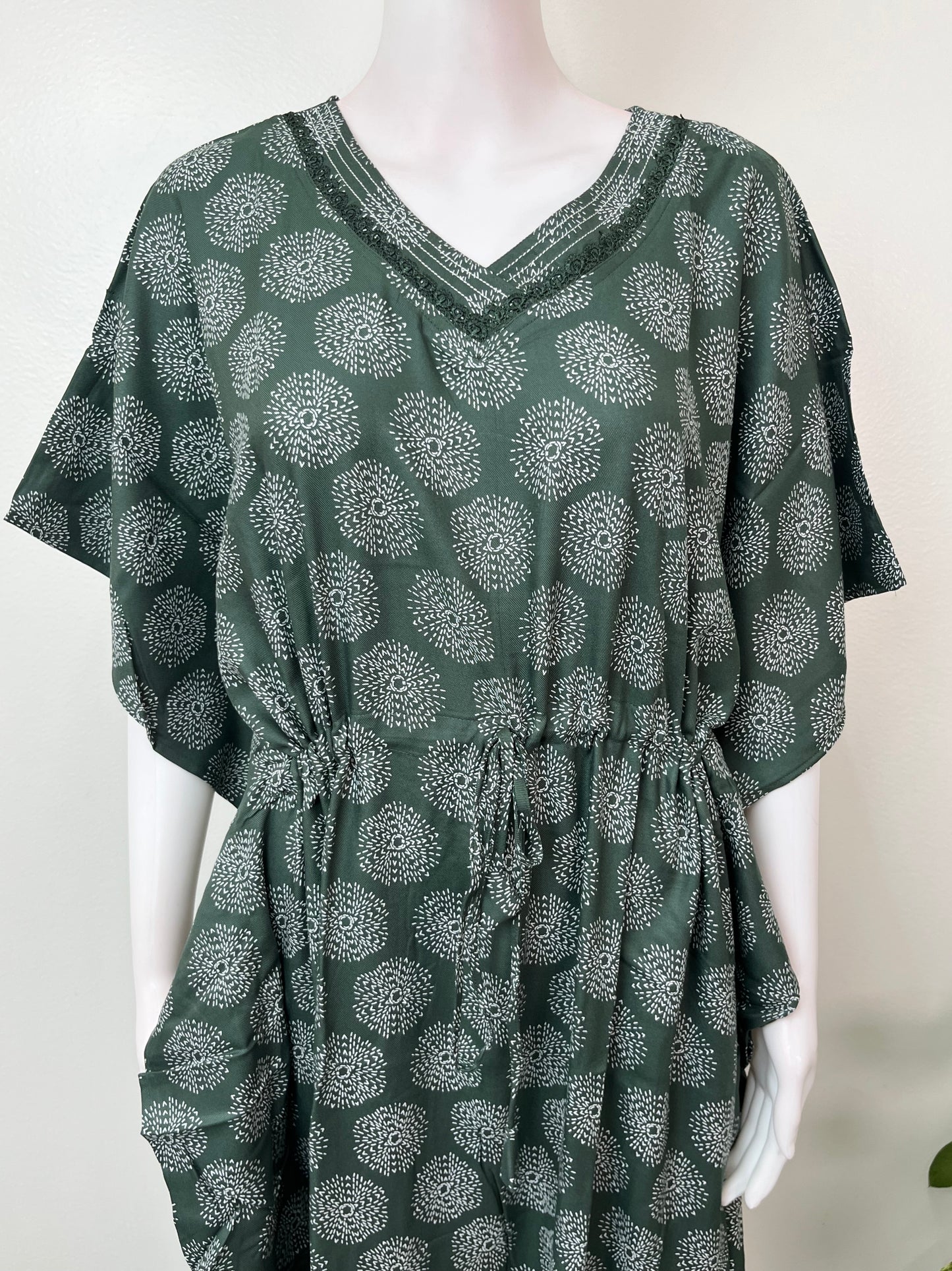 Green Rayon Fabric Kaftan Elegant & Classy