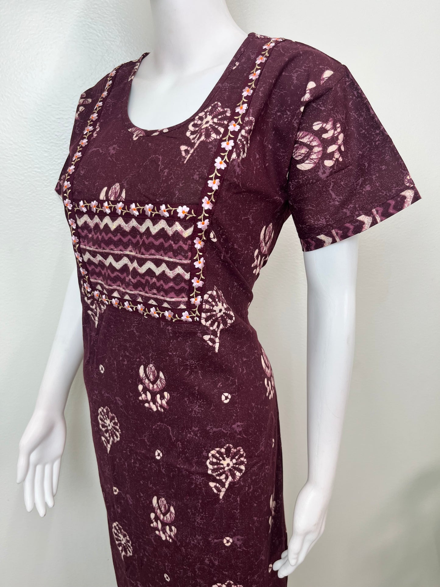 Purple 100% Cotton Nightgown Soft & Comfortable