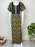 Black Elegant Embroidery Pure Cotton Nighty