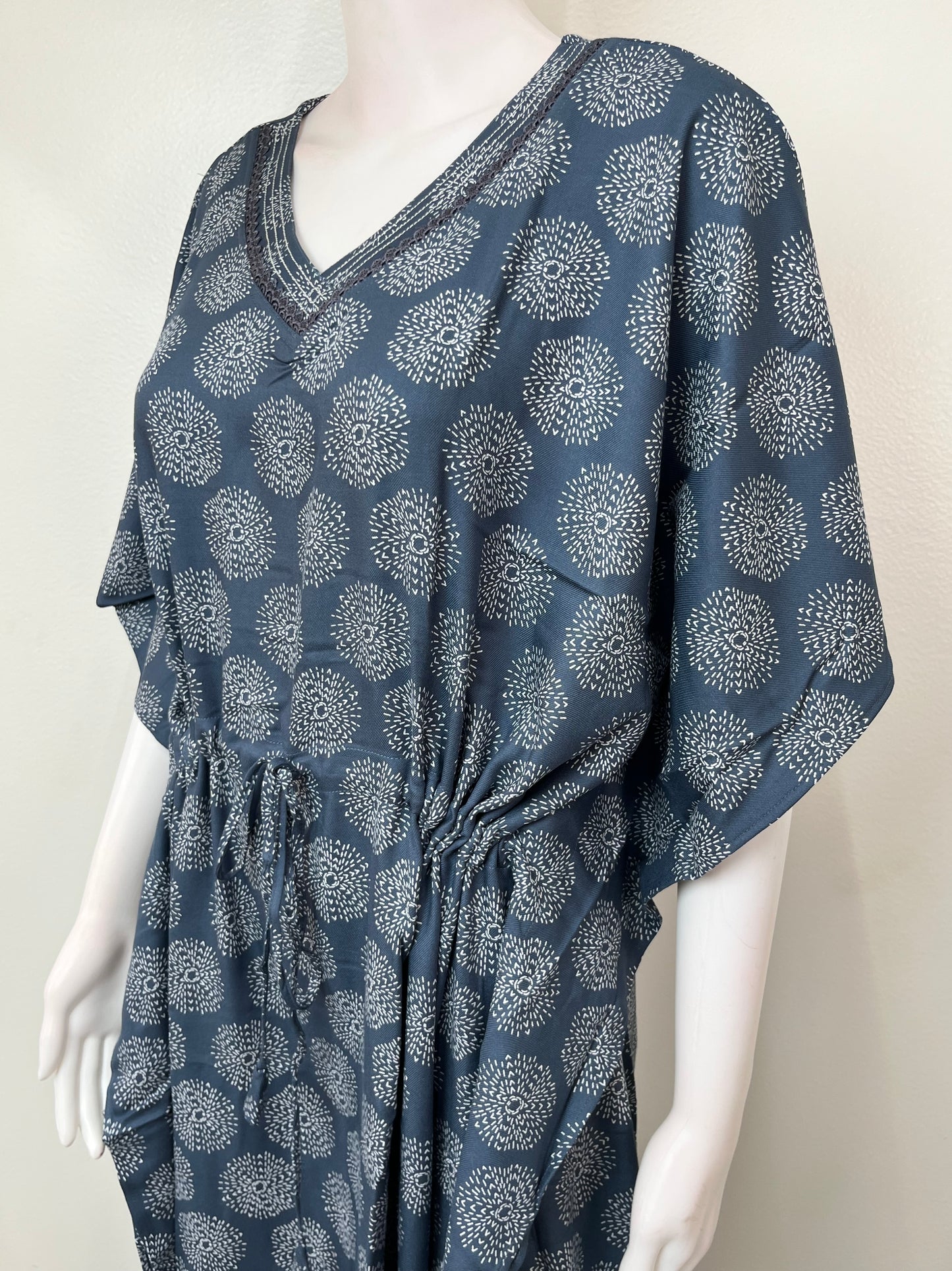 Blue Rayon Fabric Elegant Kaftan