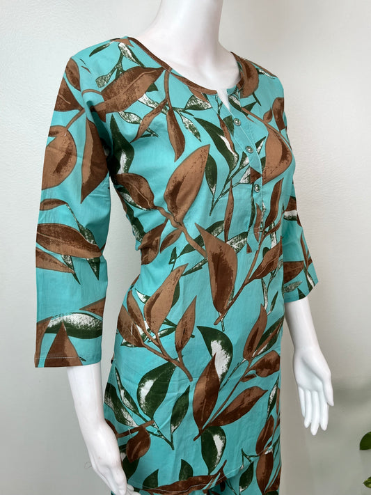 Turquoise Pure Cotton Night Duit