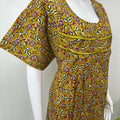 Mustard Kalamkari Printed Cotton Nightgown