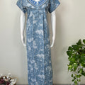 Sky Blue Elegant Embroidered Bizzylizzy Crush Fabric Nighty