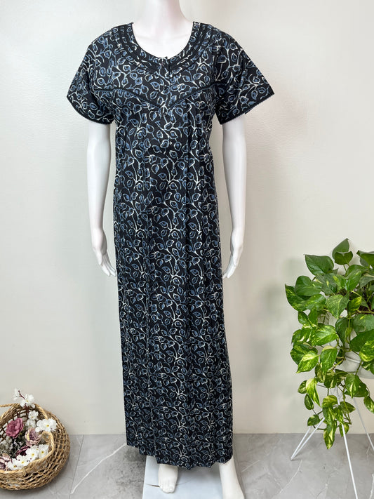 Black Elegant & Breathable 100% Cotton Nighty