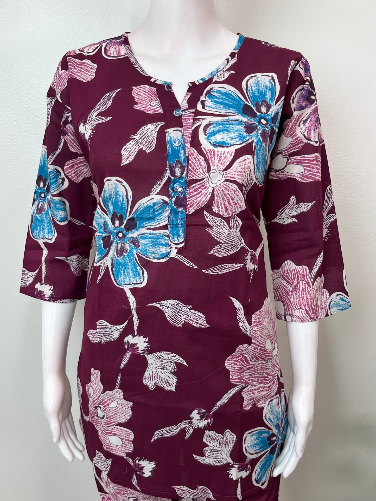 Maroon Pure Cotton Night Suit