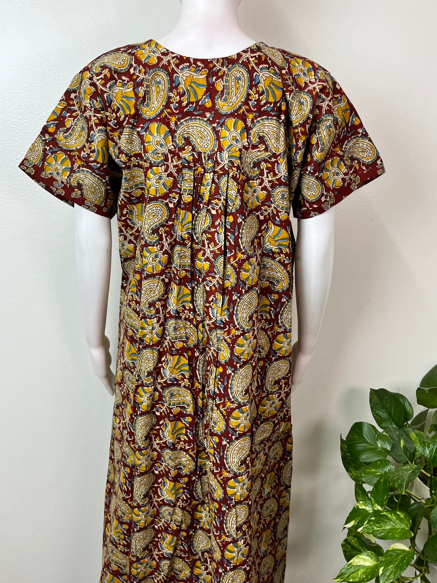 Maroon Ajrak Printed 100% Cotton  Nightgown