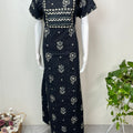 Black Batik Printed Pure Cotton Nighty