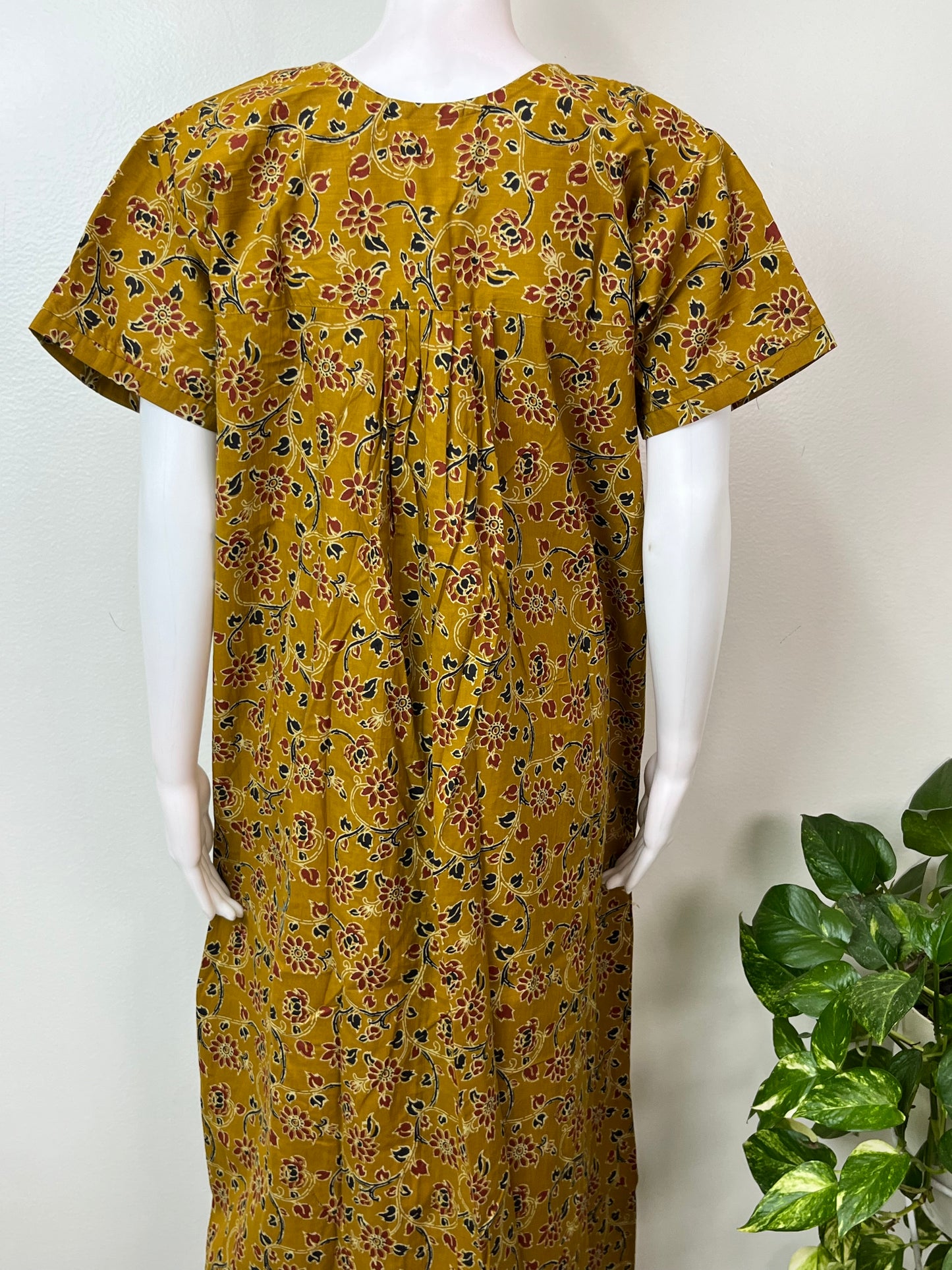 Mustard Double Printed Pure Cotton Nighty