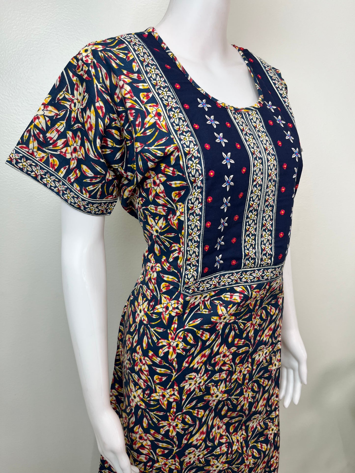 Navy Blue A-Line Style Cotton Nighty