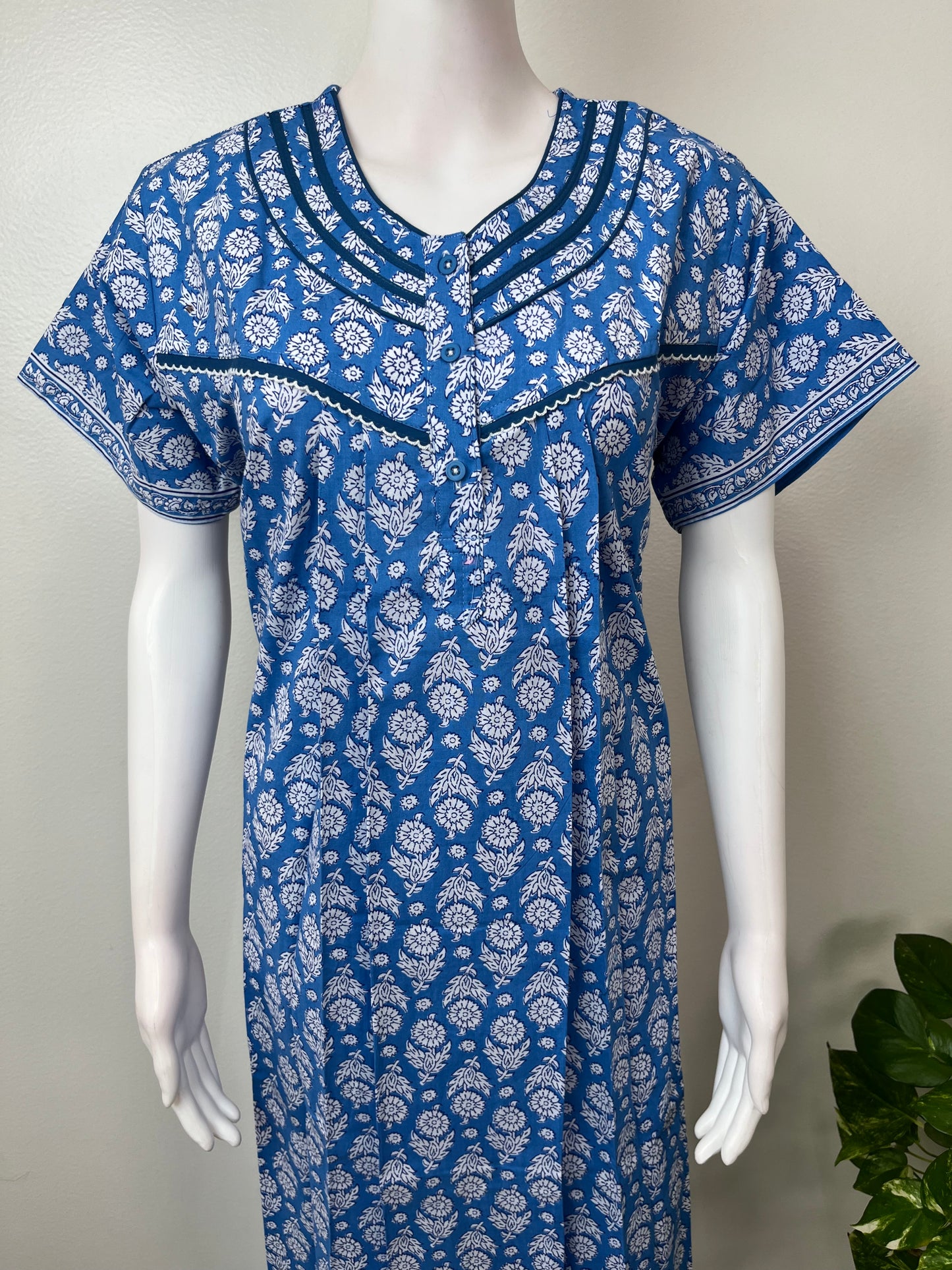 Royal Blue Pure Cotton Nightgown