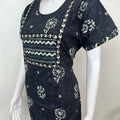 Black Batik Printed Pure Cotton Nighty