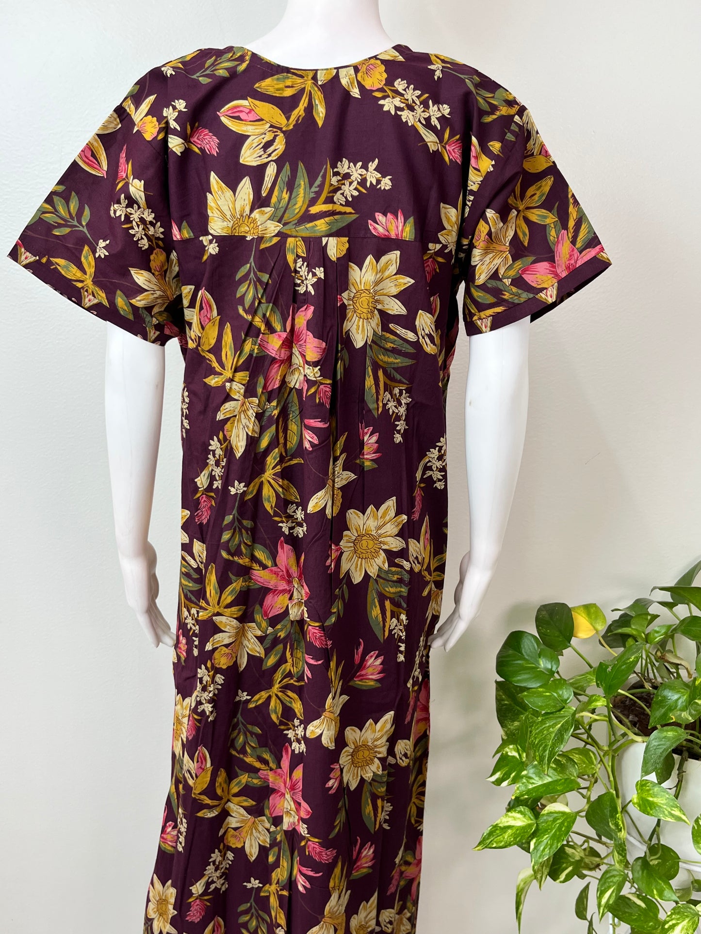 Wine Pure Cotton Nightgown Soft & Breathable