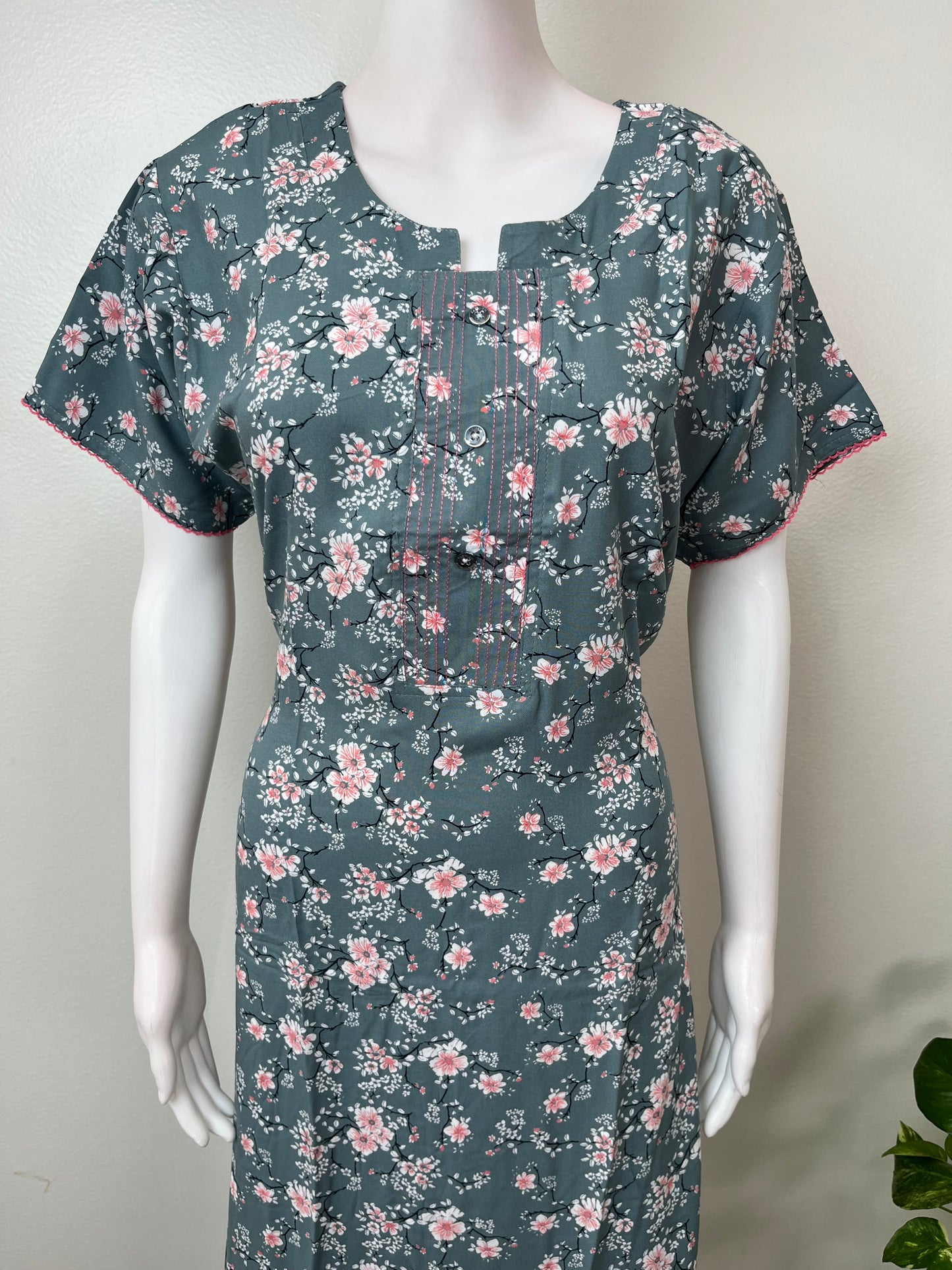 Gray Umbrella Style Rayon Fabric Nightgown