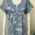 Sky Blue Elegant Embroidered Bizzylizzy Crush Fabric Nighty