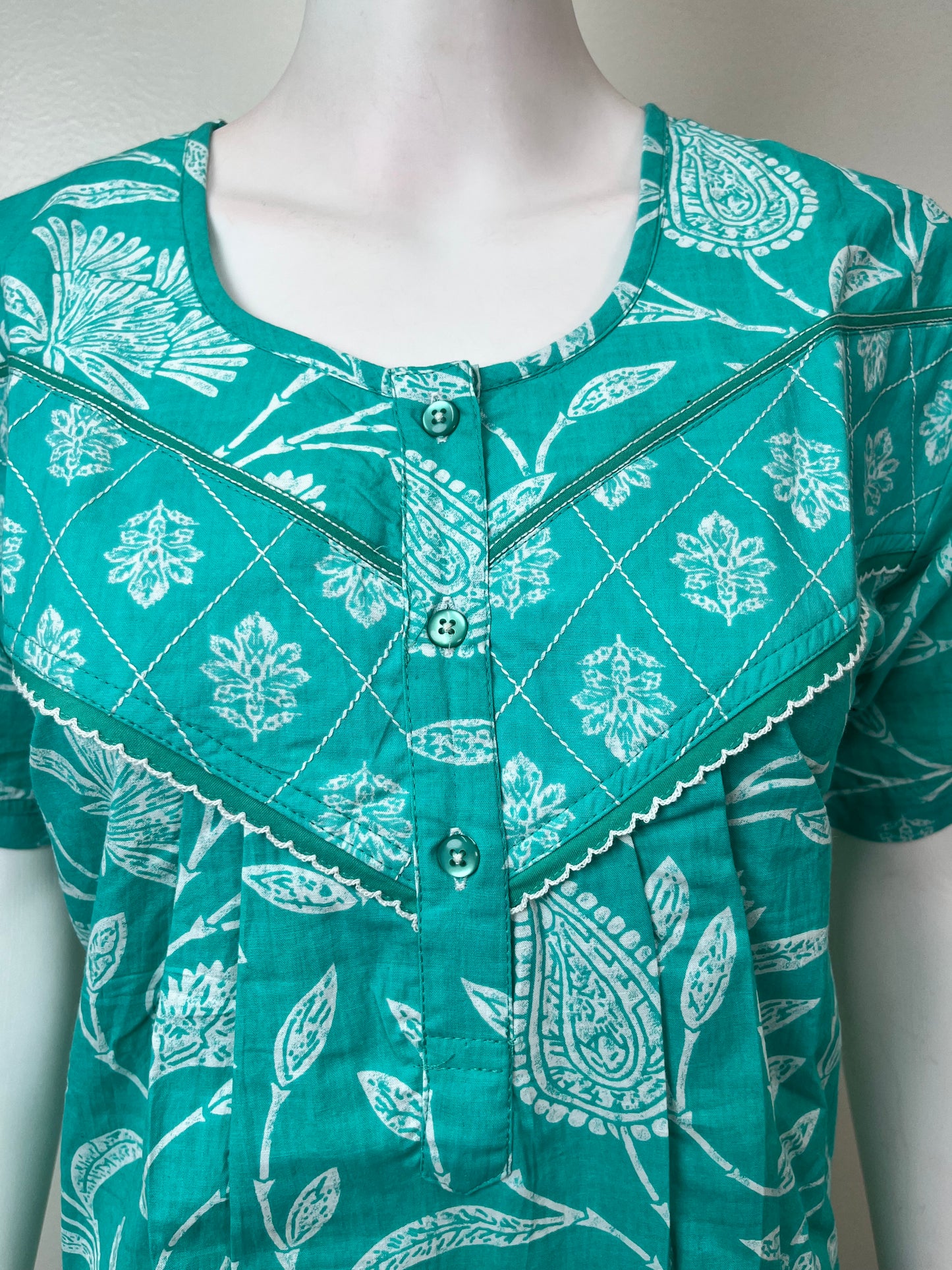 Teal Pure Cotton Nightgown for Women