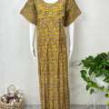 Mustard Kalamkari Printed Cotton Nightgown