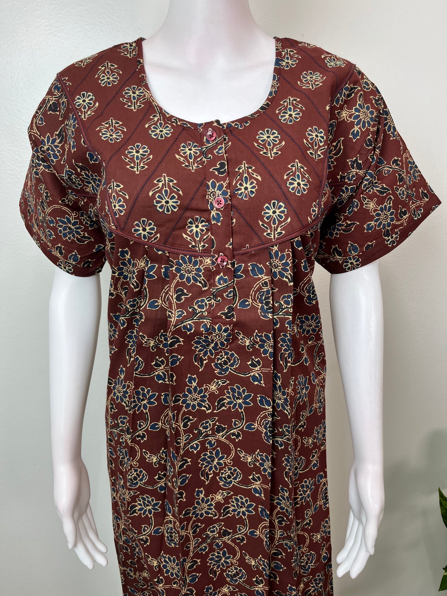 Brown 100% Cotton Nightgown for Women