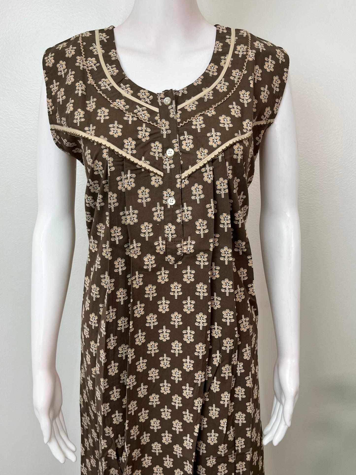 Gray Sleeveless 100% Cotton Nightgown