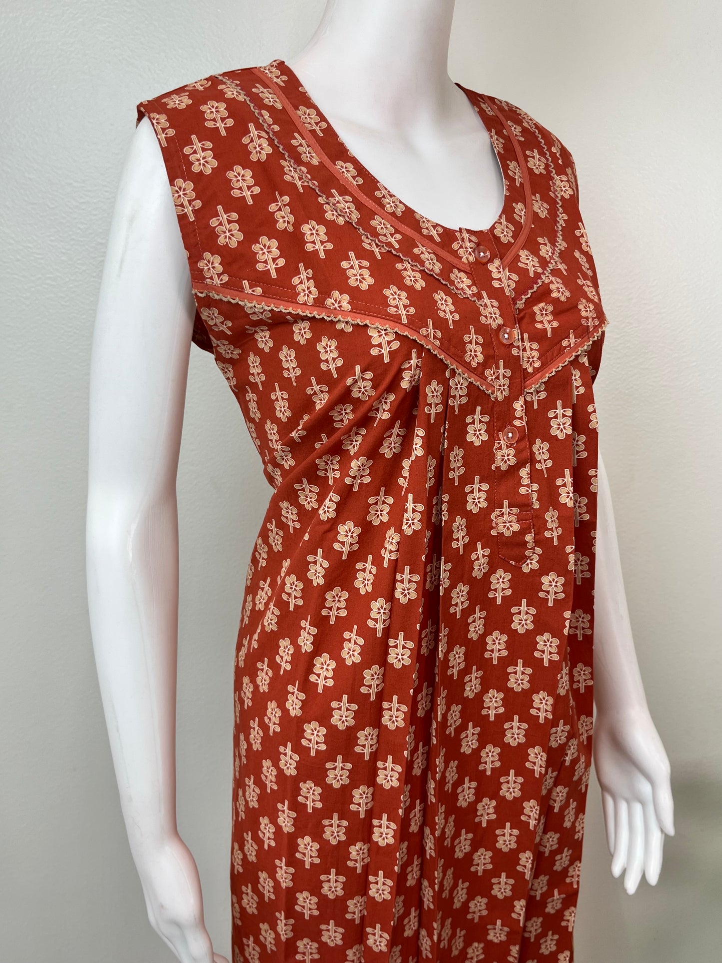 Orange Soft & Breathable Pure Cotton Nightgown