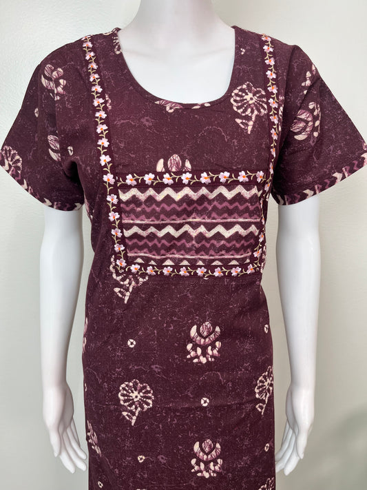 Purple 100% Cotton Nightgown Soft & Comfortable