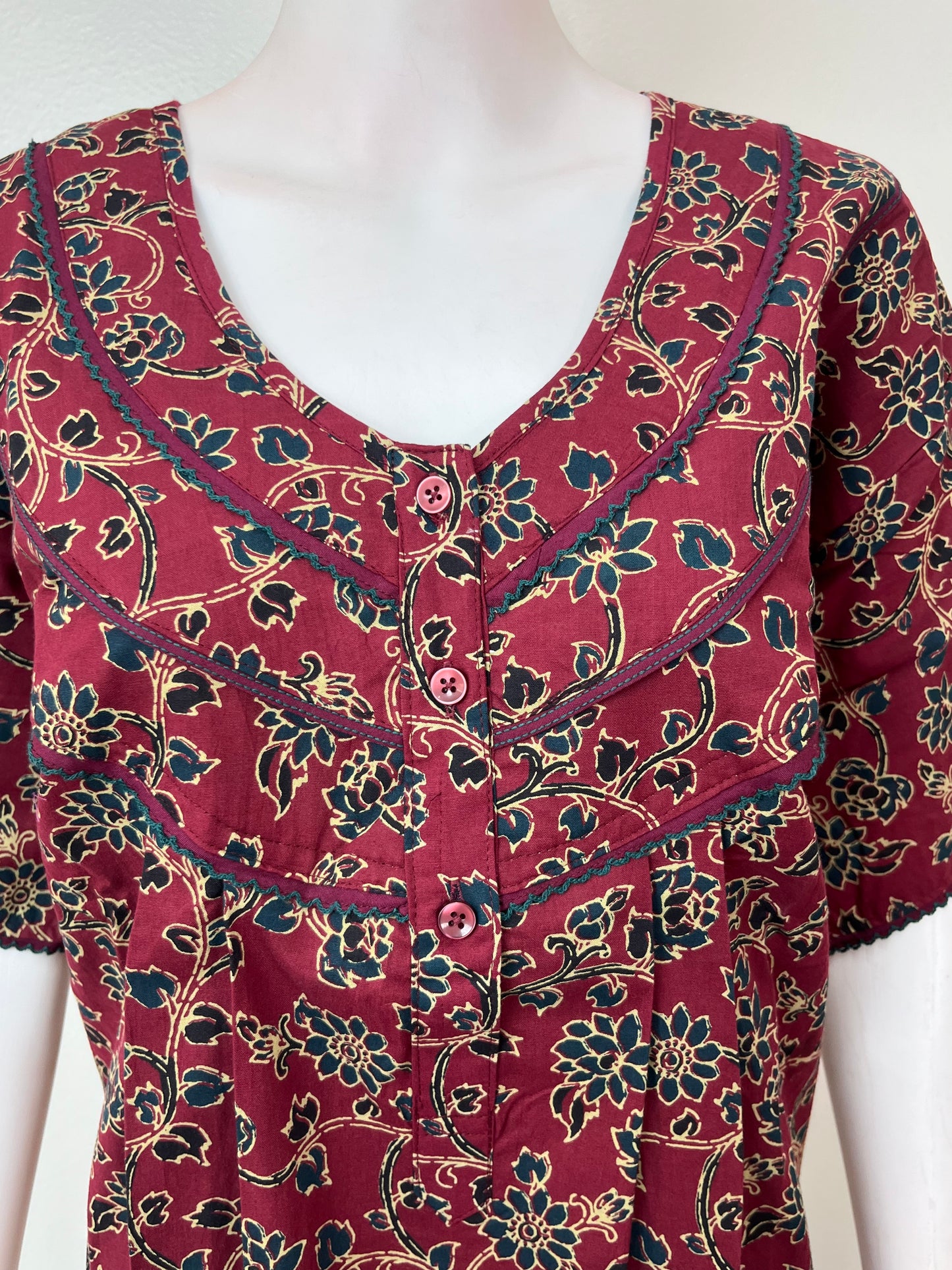 Maroon 100% Cotton Women’s Nightgown