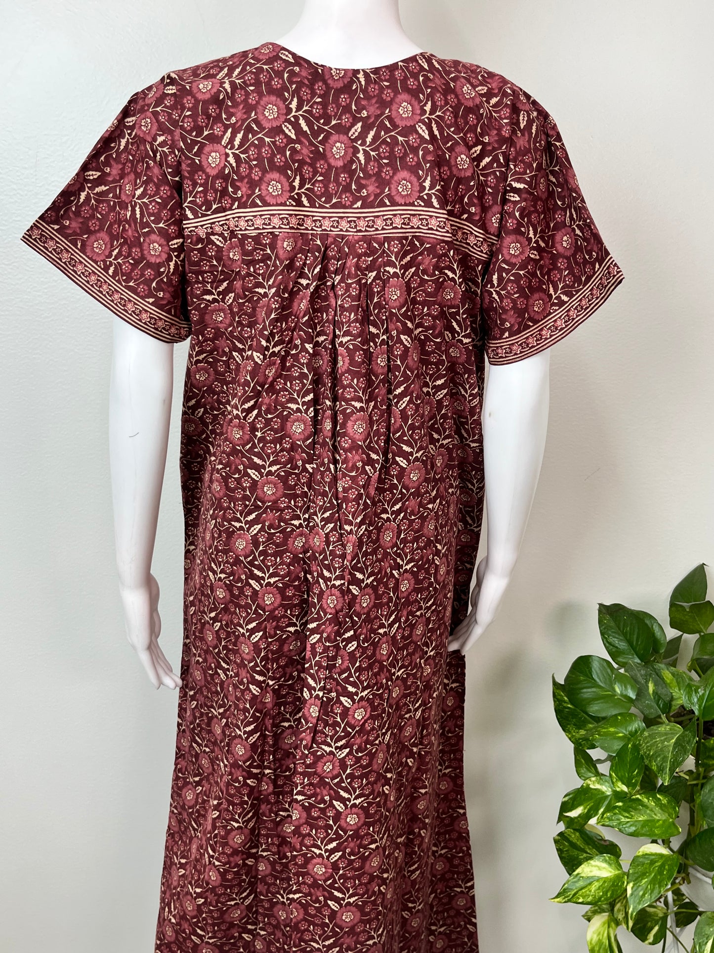 Maroon Pure Cotton Nightgown Soft & Breathable