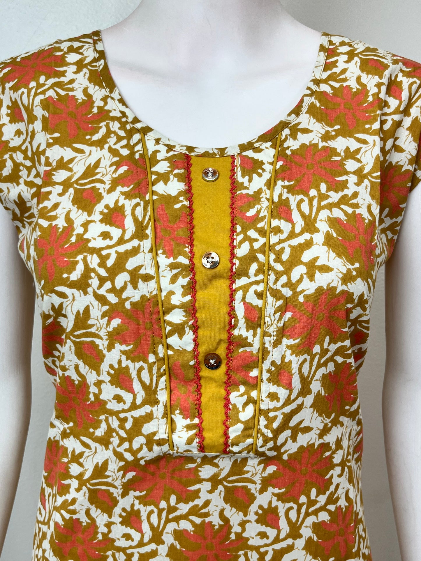 Yellow Floral Printed Cotton Nightgown