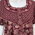Wine Pure Cotton Nightgown with Double Print