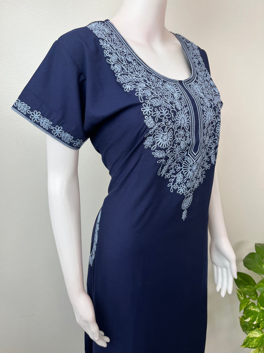 Navy Blue Delicate Embroidery Bizzylizzy Nighty