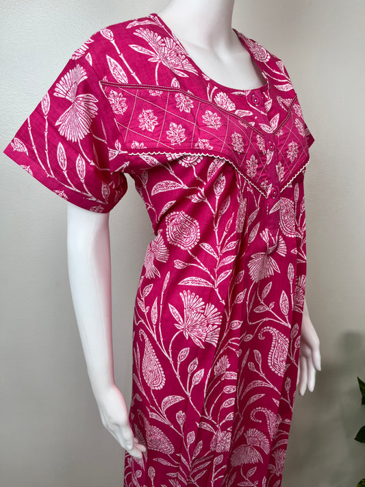 Hot Pink 100% Cotton Women’s Nighty