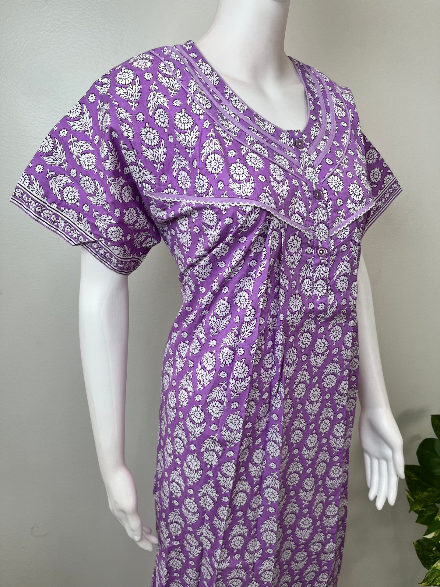 Lavender Pure Cotton Nighty for Women