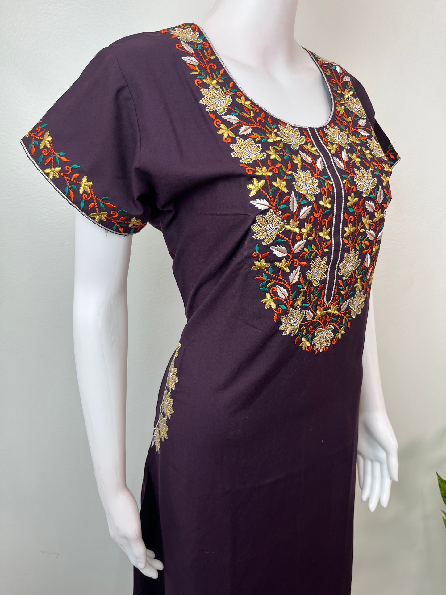 Wine Graceful Bizzylizzy Nightgown with Embroidery