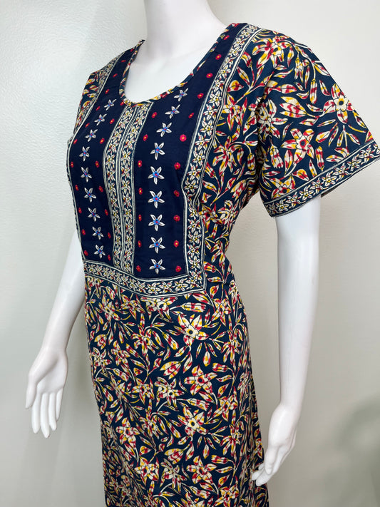 Navy Blue A-Line Style Cotton Nighty