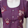 Purple Embroidered Nighty Rayon Fabric