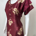Maroon Glossy Satin Fabric Nighty