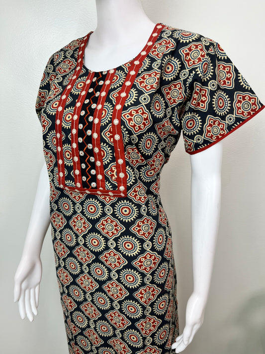 Black Pure Cotton Nighty for Women