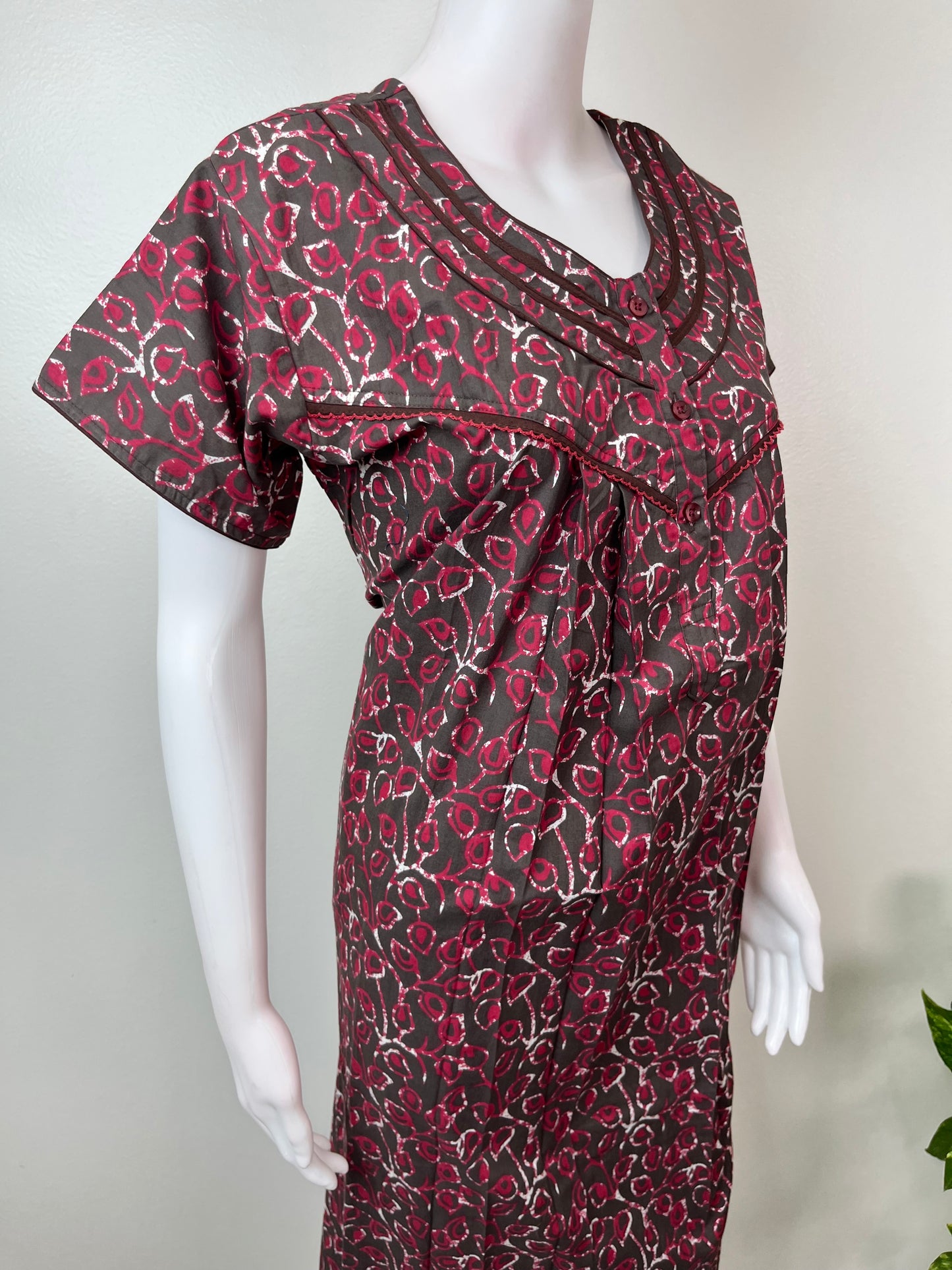 Gray Pure Cotton Nightgown Soft & Comfortable