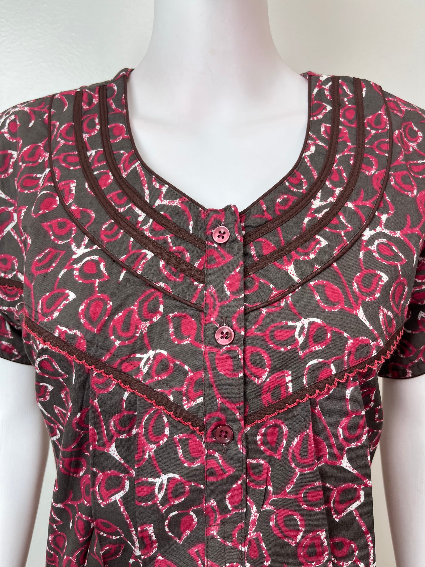 Gray Pure Cotton Nightgown Soft & Comfortable