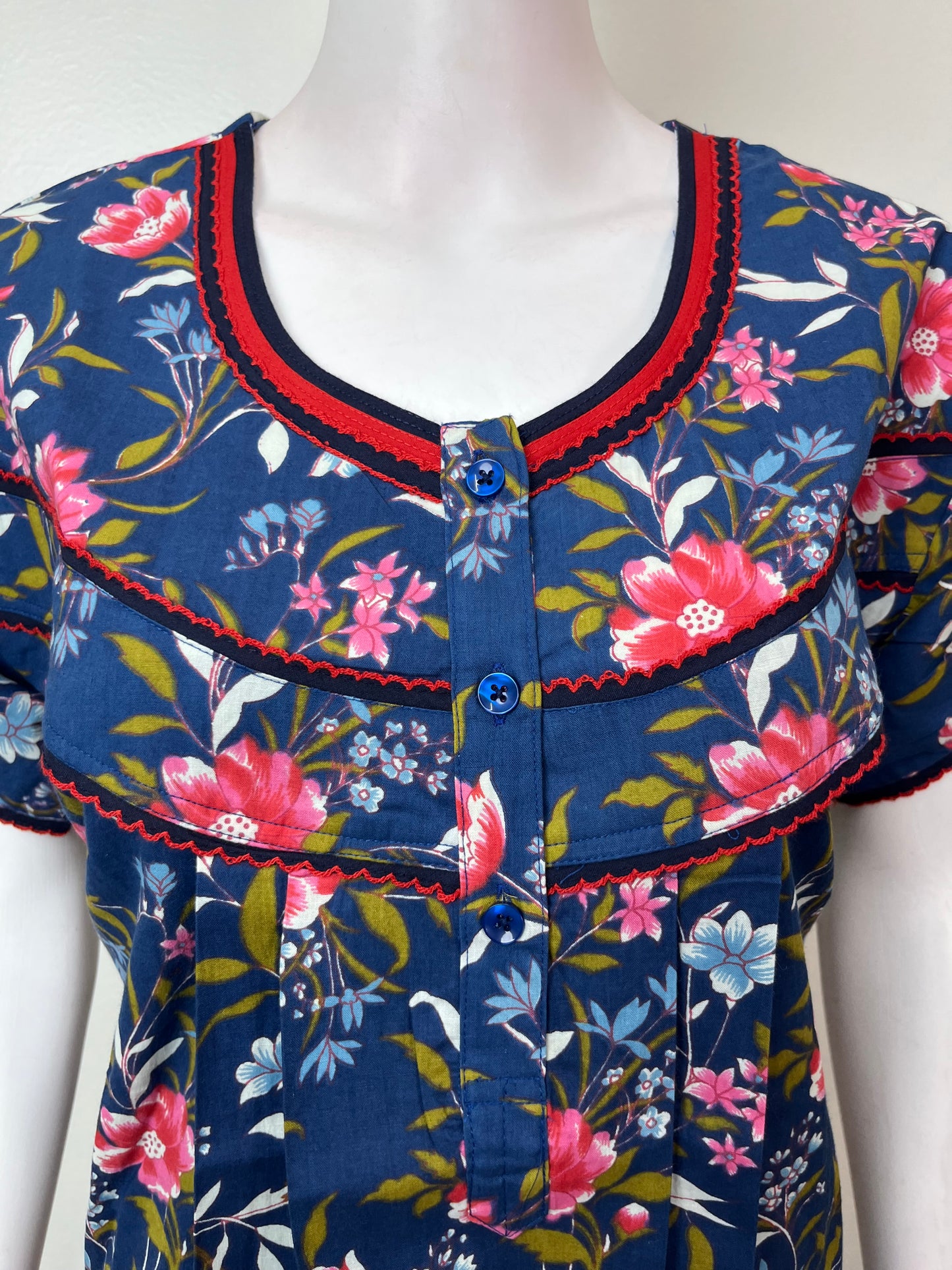 Blue 100% Cotton Nighty Elegant & Breathable