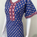 Royal Blue Printed Pure Cotton Nightgown